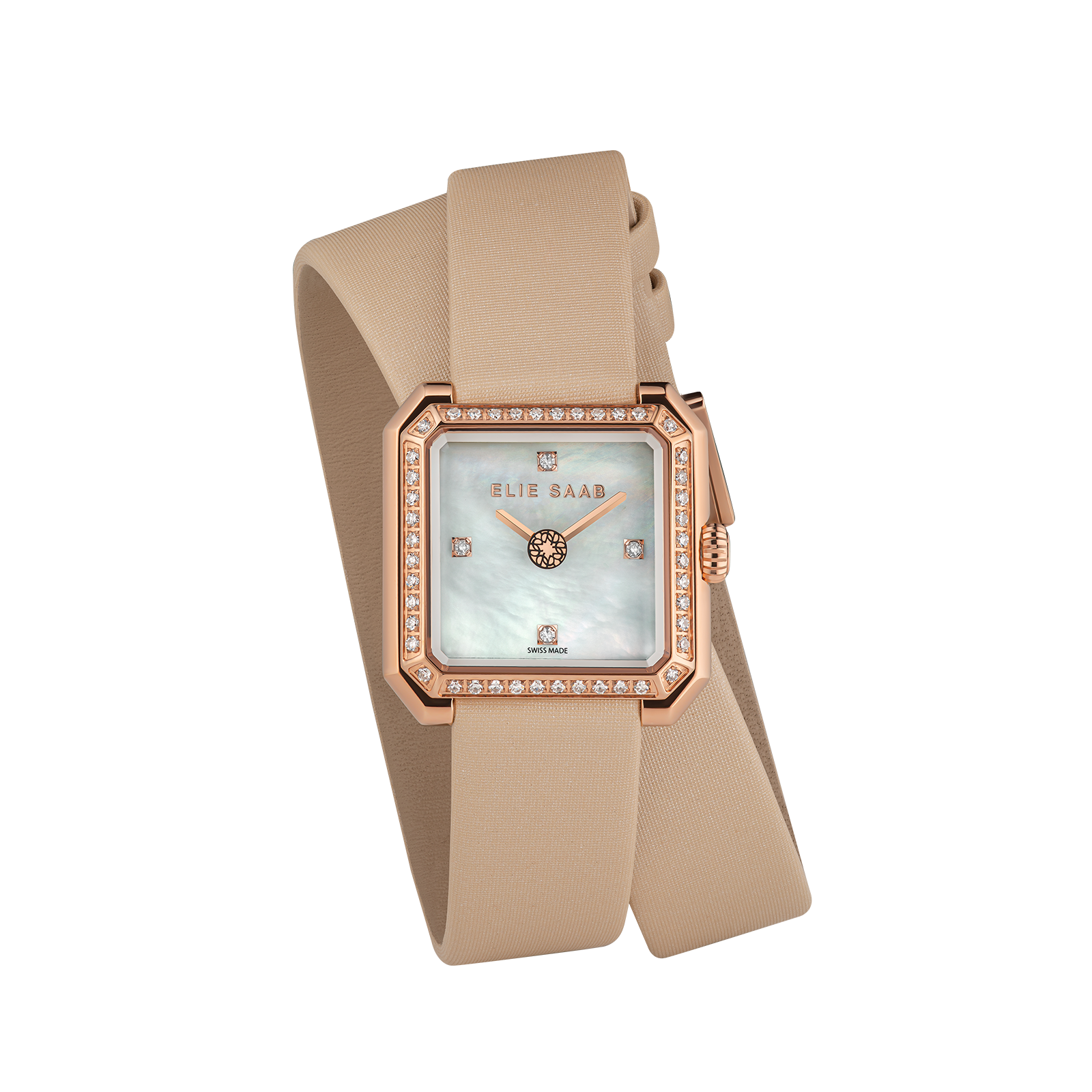 CARRÉ DEUX DIAMOND BEIGE SATIN STRAP