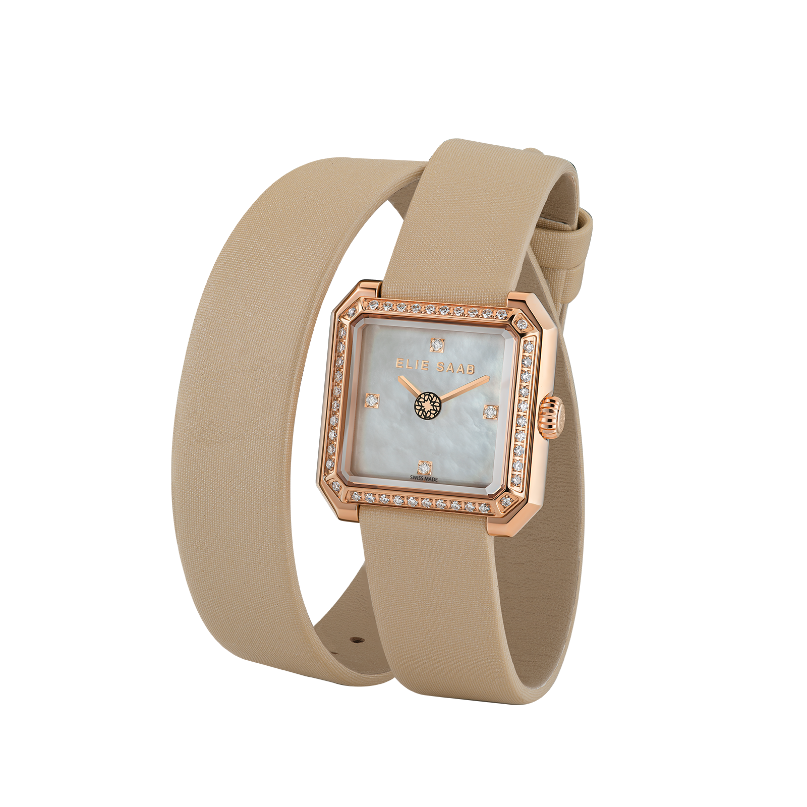 CARRÉ DEUX DIAMOND BEIGE SATIN STRAP