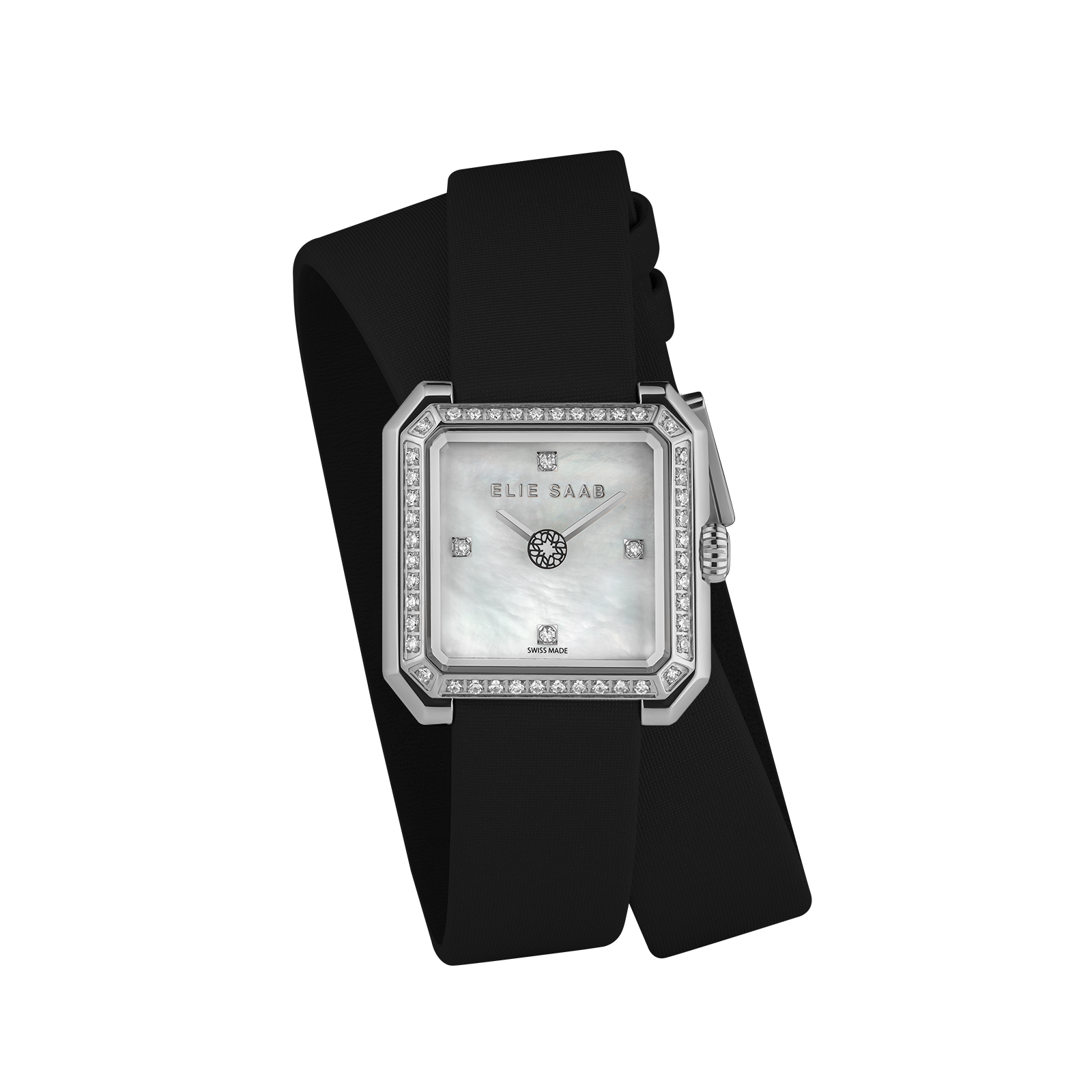CARRÉ DEUX DIAMOND BLACK SATIN STRAP