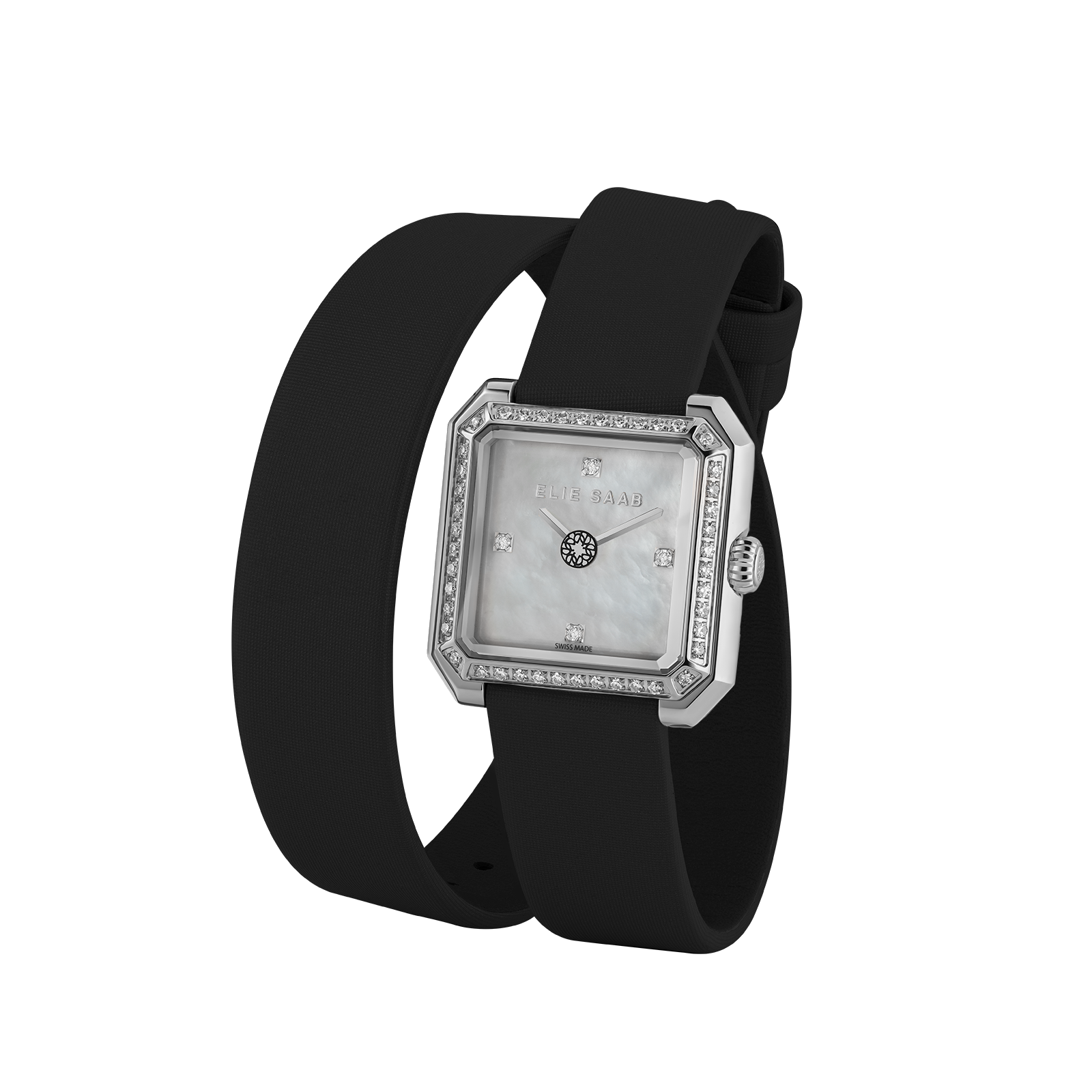 CARRÉ DEUX DIAMOND BLACK SATIN STRAP