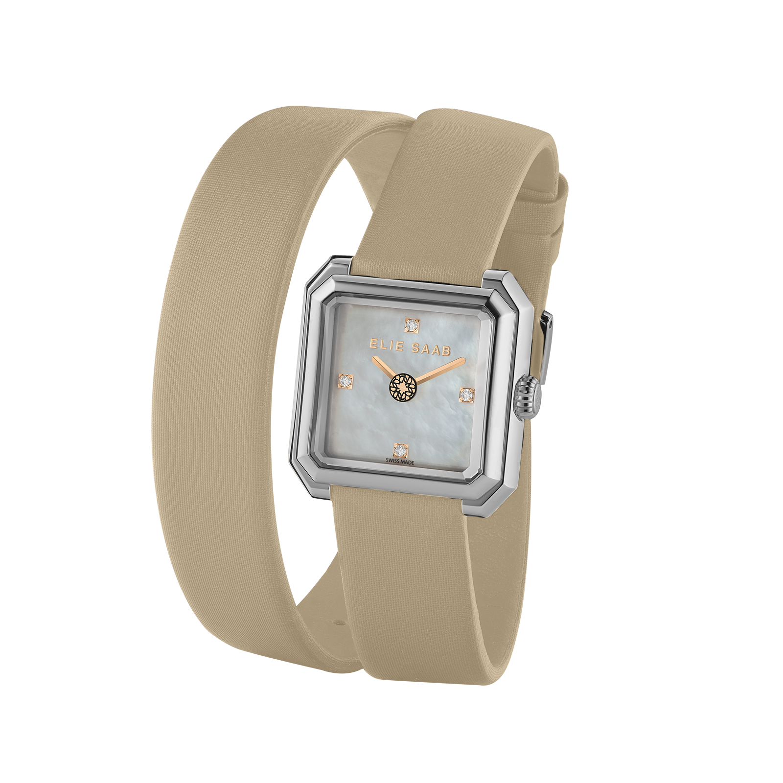CARRÉ DEUX BEIGE SATIN STRAP