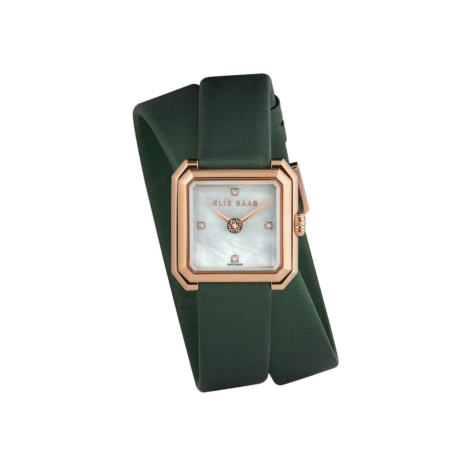 CARRÉ DEUX GREEN SATIN STRAP