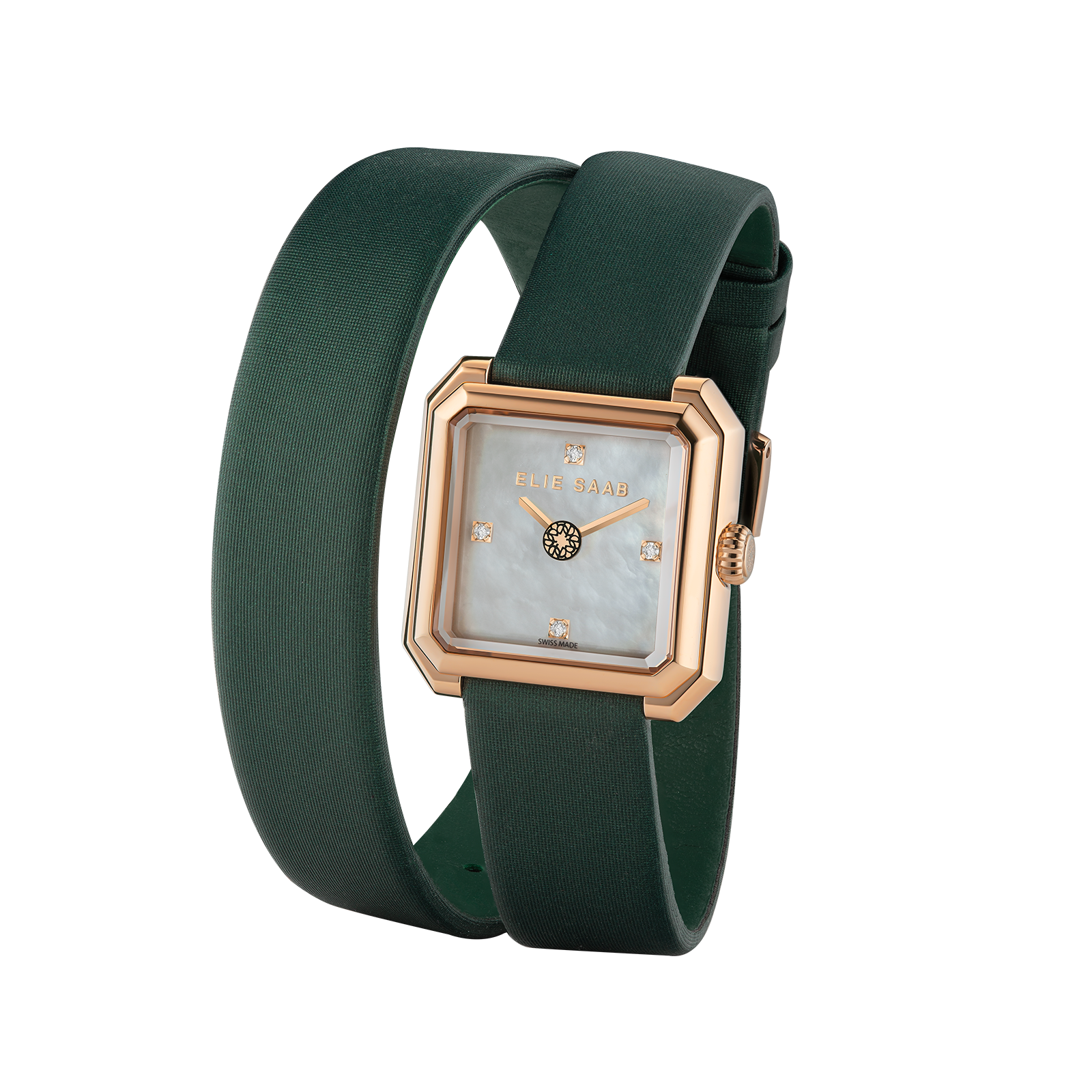 CARRÉ DEUX GREEN SATIN STRAP